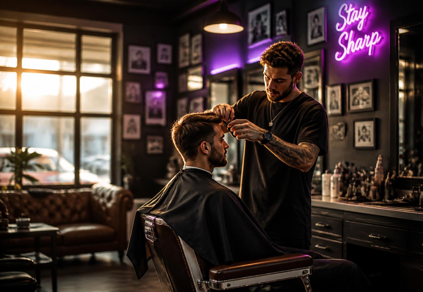 Exemplo de foto de capa de uma barbearia na página de agendamento